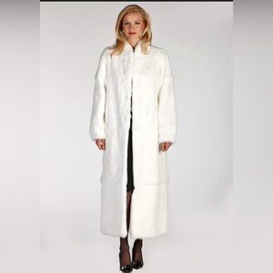 Vtg Made In China brand Authentic Real White Rabbit Fur Coat Sz M Made in France
